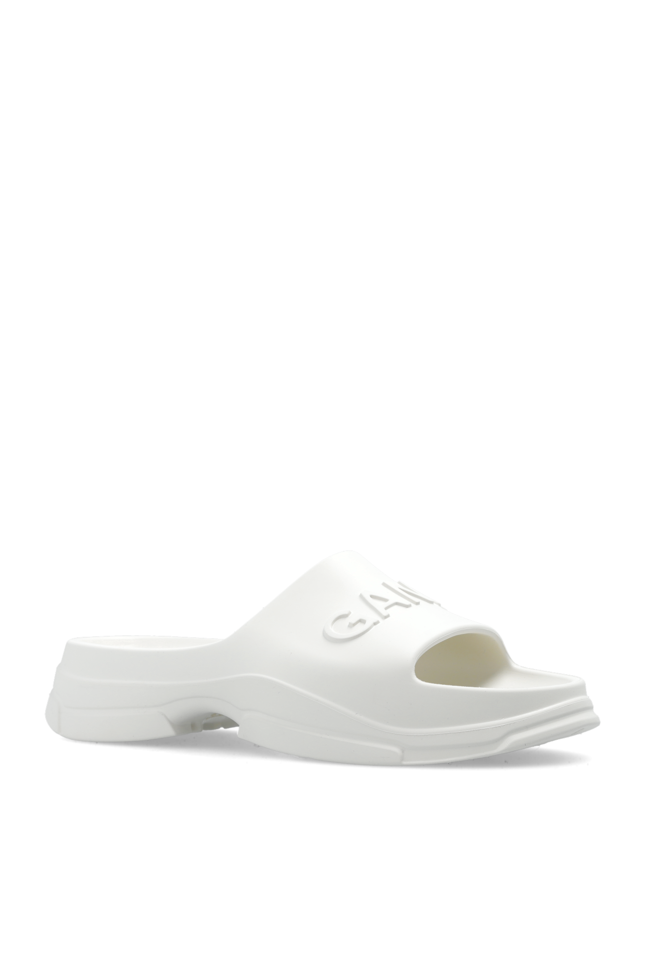 White Rubber slides with logo Ganni Vitkac Canada